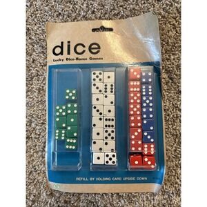 Vintage Lucky Dice Home Games 40 Dice With Dispenser On Display Card